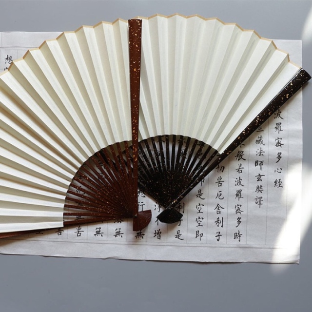【竹·漆折扇】鎏金大漆文人折扇两把